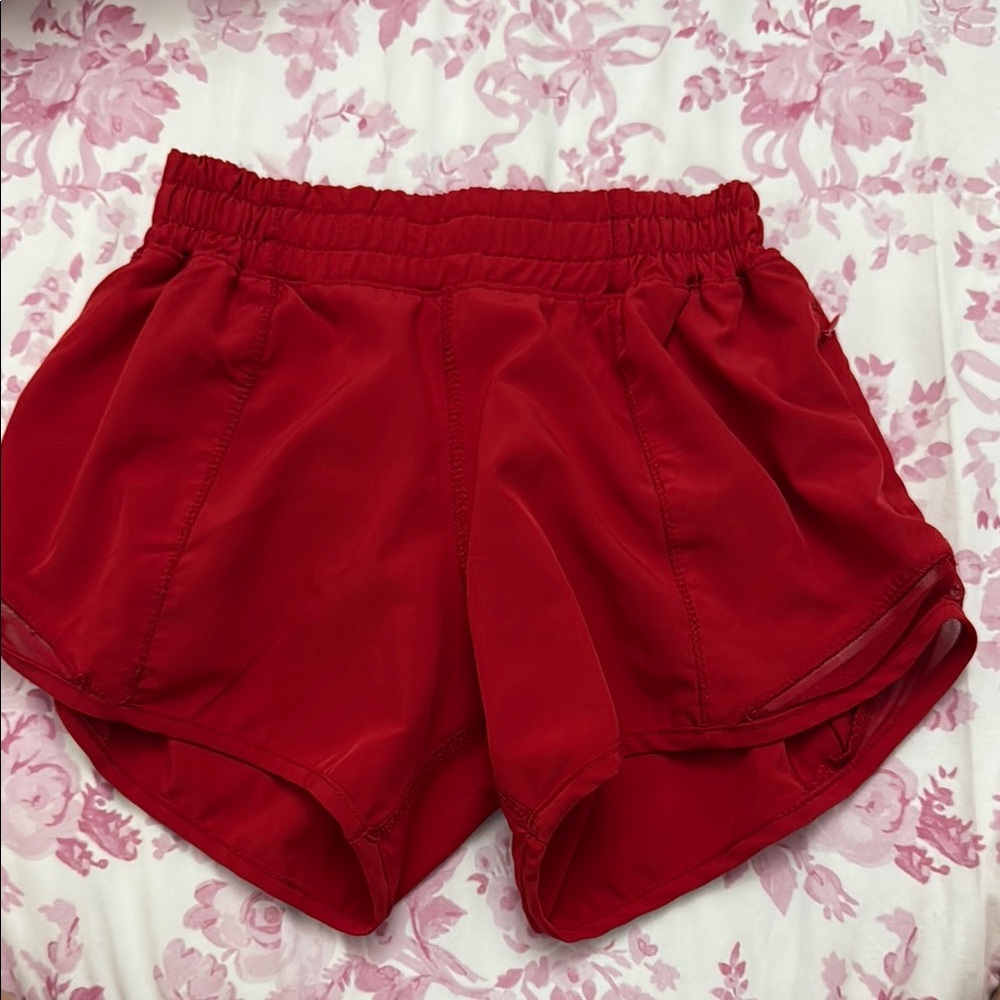 Varsity Red Athletic Shorts with Elastic Waistband